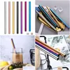 Drinking Straws Colored 12Mm Smoothie St Bubble Tea Stainless Steel Milky Drink Drop Delivery Home Garden Kitchen Dining Bar Barware Dhe7Q