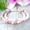 MG1092 Nouveau Design Bracelet de Perles Mala Ensemble pour Femmes Boho Double Wrap Bracelet Rose Quartz Lave Énergie Bracelet 6 mm Perlé Lay193x