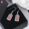 Necklace Earrings Set CiNily Created Orange Fire Opal Silver Plated Rectangle Pendant Fashion Jewelry For Women Girls