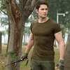 Homens camisetas Forças Especiais Terno Militar Ao Ar Livre Manga Curta Homens Puro Algodão Elastic Bottom Camisa Verão Preto Apertado Pescoço Redondo