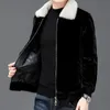 Men's Leather Faux 2023 New Autumn and Winter High End Fashion Trend Fur Collar Thickened Golden Mink Coat Light Luxury Top 231016