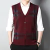 Gilet da uomo M-3XL Maglioni da uomo Gilet Autunno Inverno Scollo a V monopetto Stampa Casual Slim Comodo Maglieria maschile Top Vestiti Hw59