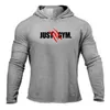 Maglietta sportiva con cappuccio Uomo Abbigliamento sportivo Magliette fitness Maglietta da corsa Manica lunga Maglietta da allenamento per palestra ad asciugatura rapida T200413286V