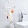 シャワーカーテン2パックロッドホルダー調整可能なクランプフック自己接着剤レールブラケットリビングルーム用ユニバーサルウォールマウント
