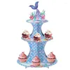 Festive Supplies Mermai D Cupcake Stand Colorful Theme Dessert 3 Tier Serving Tray Table Display For Party Decor Fruit