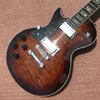 Aangepaste elektrische gitaar voor de linkerhand, Cloud Maple bovenblad, Brown Burst Abalone ingelegde palissander toets, frets binding, Tune-o-Core