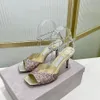 Strass di alta qualità Fibbia in cristallo cinturino alla caviglia in pvc Sandali con punta aperta in raso con tacco a spillo da donna Scarpe eleganti con tacco alto Scarpe firmate di lusso scarpe da festa 8,5 cm