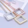 Pendant Necklaces 1PC Square Glass Relicario Po Locket Necklace Floating Chams Picture For Jewelry Women Men Gift