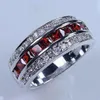 Victoria Wieck Luxury Jewelry 10kt White Gold Filled Red Garnet Simulated Diamond Wedding Princess Bridal Rings for Men Gift Size 310e