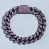 Catena Hip Hop Miami Curb Bracciale cubano per donna Uomo Rosa colorato cristallo Bling ghiacciato Rapper nero gioielli 231016