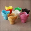 Cupcake Baking Liners Cases Lotus Shaped Muffin Wrappers Forms Stand Oil Release Pappershyls 5cm bakverk Verktyg Födelsedagsfest DH3UT