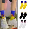 Men's Socks Fashion Unisex Street Style With Fire Fun Flame Pattern Skateboard Hip Hop Man Cotton Happy Woman Long308r