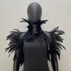 Lenços estilo gótico mulheres xale simulação pena colar falso cachecol para homens festa de halloween cosplay acessórios de fantasia