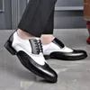 드레스 슈즈 zapatos para hombres 레트로 컬러 남성 신발 블록 조각 캐주얼 모든 경기 소셜 남성 비즈니스 가죽