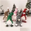 Christmas Decorations Forest Man White Beard Faceless Doll Knitted Hat Sitting Decoration Drop Delivery Home Garden Festive Party Sup Dh4Qk