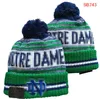 Мужские кепки Шапки NCAA Все 32 команды Вязаные манжеты с помпонами Notre Dame Fighting Irish Шапочки Полосатые боковые шерстяные теплые вязаные шапки для студентов США a0