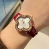 Relojes de pulsera de marca de moda para mujer y niña, reloj con correa de cuero estilo cristal con flores VA2023palmvlone