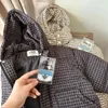 Jackets Children Down Jacket 2023 경사진 눈 후드 겨울 개인 그리드 아기 단편 코트