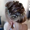 Pinces à cheveux Barrettes artificielles feuille de pierre de lune perle fleur bandeau boucle d'oreille ensemble pièce de mariée diadème de mariée couronne bandeau de mariage 226x