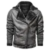 Männer Jacken Winter Fleece Motorrad Leder Jacke Plus Samt Dicke Retro Vintage Freizeit Männliche Outwear Warme Kaschmir Innen Mäntel 231016