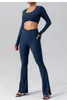 AL08 Calças de ioga femininas flared groove alinhar cor sólida nude esportes moldar cintura alta apertada fitness solto ajuste joggers roupas de ginástica calcinha feminina