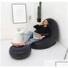 Garden Sets Lazy Sofa Inflatable Folding Recliner Outdoor Bed With Pedal Comfortable Flocking Single Chair Pile Coating310O5224603 D Dhf9O