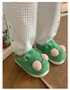 Slippers Winter Unisex Home Floor Shoes Cute green Frog Keep Warm Soft Plush Couples Indoor Slides Ladies Cotton Footwear size