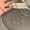 Naszyjniki wiszące w stylu Y2K Tassel Star Naszyjnik dla kobiet osobowość dwuwarstwowa cyrkon pentagram choke słodkie akcesoria biżuteria moda