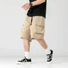 Мужские шорты с пряжкой на ремне, летние модные брендовые свободные брюки-карго с пятью точками для мужчин