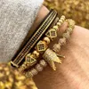 3st Set Men Armband Jewelry Crown Charms Macrame Pärlor Armband för kvinnor Masculina Pulseira Feminina Gift Valentine's Day3288