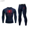 Tute da uomo 2 pezzi Tuta sportiva da compressione da uomo PALESTRA Sport attillati Set da yoga Allenamento da jogging MMA Abbigliamento fitness Pantaloni da tuta SportingL231016