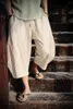 Мужские брюки, летние мужские хлопковые льняные мешковатые широкие брюки в стиле хип-хоп в стиле Харадзюку, брюки длиной до икры, уличная одежда 5XL
