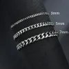 New Trendy Cuban Chain Men Bracelet Classic Stainless Steel 3/5/7mm Width Chain Bracelet For Men Women Jewelry Gift