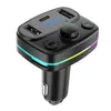 Car Bluetooth 5.0 FM Transmitter PD Type-C مزدوج USB 3.1A شاحن سريع ملون الضوء المحيط MP3 Player