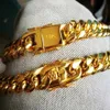 Chain Stainless Steel Miami Curb Cuban Link Bracelet Dragon Clasp Lock Bangle Hip Hop Rapper 18k Gold Plated Women Men Jewelry 231016