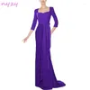 パーティードレスNyzy C31ロングカクテルドレスA-Line Chiffon 3/4 Sleeves Robe Longue 2023 Wedding Evernal Gown Red Blue Green Purple