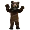 Costumi della mascotte dell'orso bruno scuro di Halloween Costume da tema dei cartoni animati di alta qualità Costume da carnevale unisex per adulti Vestito da festa di Natale