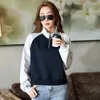 Women's Hoodies 2013 Women Winter Fashion Patchwork Sweatshirts Fleece Long Sleeve Hooded Female Casual Short Pullovers Streetwear