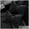 2PCS Red Diamond Crystal Bowknot Car Scyk Pillow Rhinestone Headrest Foteel Wspornik Poduszki Bling Akcesoria dla kobiet Drop Perwy