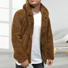 Men's Jackets Fluffy Fleece Coat Winter Hooded Thick Warm Outerwear With Long Sleeve Button Closure Men