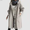 Trench Womens Jackets 2024 Moda Casaco Coreano Trendy Casual Com Capuz Médio Longo Sobretudo À Prova de Vento Primavera Outono Fe Casaco Outwear Ou7O