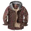 Chemises décontractées pour hommes Plaid Lâche Euro Taille Streetwear Manteau Chaud Automne Hiver Mâle Vêtements Boutons Sweats à capuche