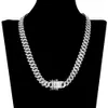 Цепочка Iced Out Майами, кубинское звено, ожерелье для мужчин, комплект браслетов 12 мм, женские цепочки, хип-хоп, мужские украшения на шее, стразы AAA 231016