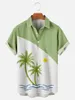 Camicie casual da uomo Estate Uomo Coconut Tree Stampato risvolto Moda Beach Top a manica corta 2023 Camicia hawaiana in cotone 5xl