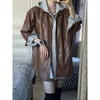 Women's Leather TFETTERS Fashion Retro Jackets For Women 2023 Autumn American Casual Spicy Girls Jacket Loose Turn-Down Collar Winter Coat