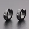 Stud Earrings Fashion Scrub Circle Earring For Men Boy Frosted Drop Huggie Stainless Steel Black Blue Gold Silver Color Jewelry