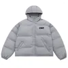 Herrjackor hiphop houndstooth tjock varm bubbla vadderade rockar harajuku bomull huva toppar 2023 vinter parkas streetwear