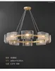 Pendant Lamps Water Ripple Glass Chandelier Post-modern Light Luxury Dining Room Bedroom Living Study Copper