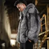 Men's Leather Faux High Quality Furry Fur Coats and Jackets Mens Silver gray Fluffy Top Coat Turn Down Collar Thick Warm Winter Jacket Man 231016