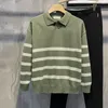Pulls pour hommes Vêtements Pull en tricot à col Mâle Japonais Harajuku Mode Beige Pulls rayés Y2K Vintage Coton Designer Luxe X
